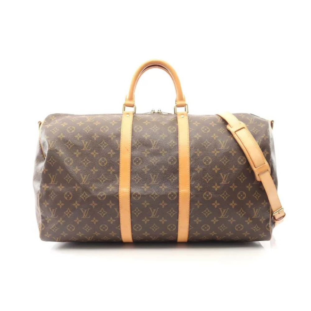 Louis Vuitton Keepall Bandoulire Boston bag canvas leather Monogram brown